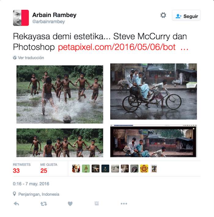 Un tweet del fotógrafo de Indonesia Arbaim Ramdey @arbainrambey