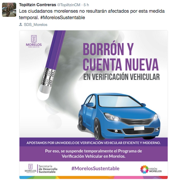 El Programa Será Suspendido Durante Seis Meses Para Modernizar Los Verificentros De La Entidad Y Establecer Dichas Nuevas Normas Foto Twitter Vía topiltzincm