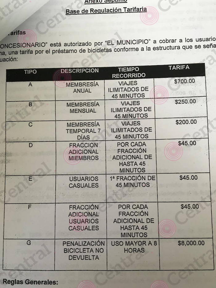 El Documento Que Exhibe El Cobro Del Servicio De Bicicletas Foto Periódico Central