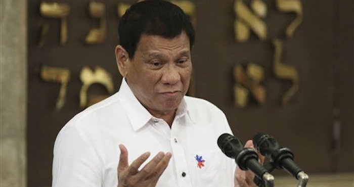 El Presidente Filipino Rodrigo Duterte Da Un Discurso En La Sinagoga Beit Yaacov En Makati Al Sur De Manila Foto Apaaron Favila