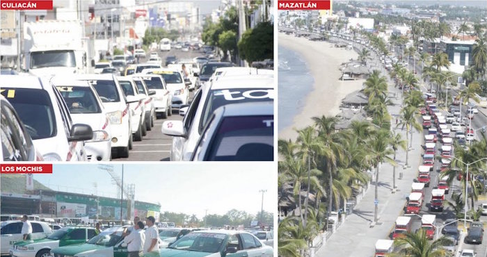 El gremio de los taxistas salió a las calles para protestar a lo que consideran una competencia desleal. Foto: Noroeste.