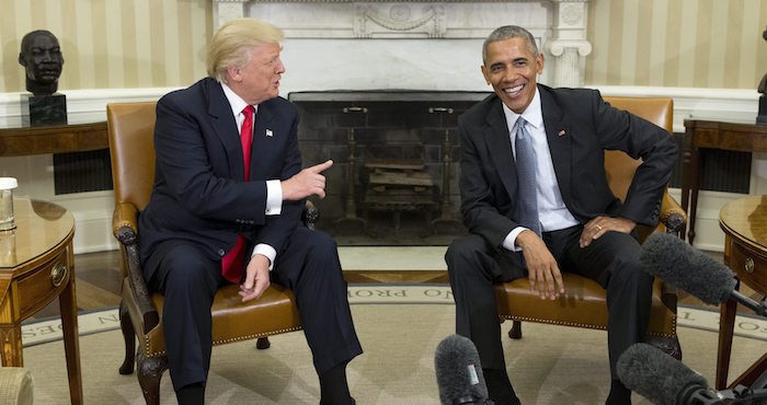 El Presidente De Los Estados Unidos Barack Obama Junto Al Presidente Electo Donald Trump Foto Efemichael Reynolds