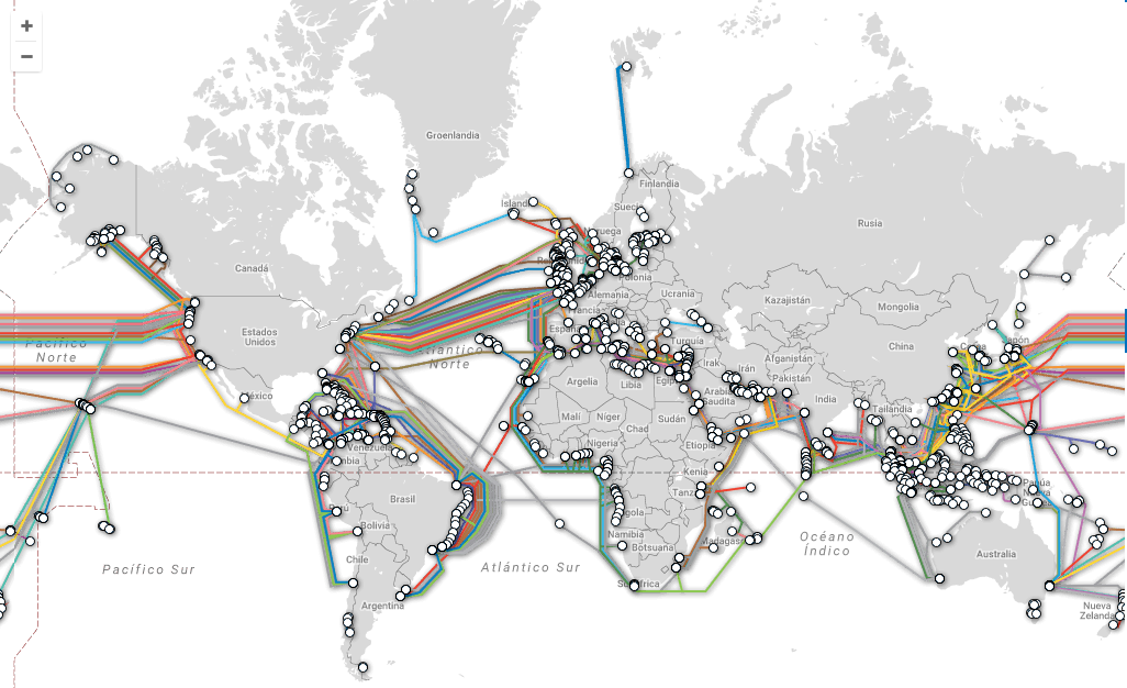 Un Mapa Aproximado De La Red Mundial De Cables Submarinos Que Conectan Al Mundo Entero Foto Archivo Ticbeat