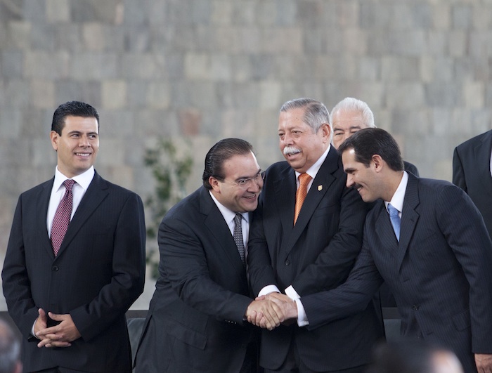 Los ex gobernadores Miguel Alonso Reyes, de Zacatecas, Javier Duarte de Ochoa, de Veracruz, Egidio Torres Cantú, de Tamaulipas y Guillermo Padres Padres, de Sonora. Foto: Cuartoscuro 