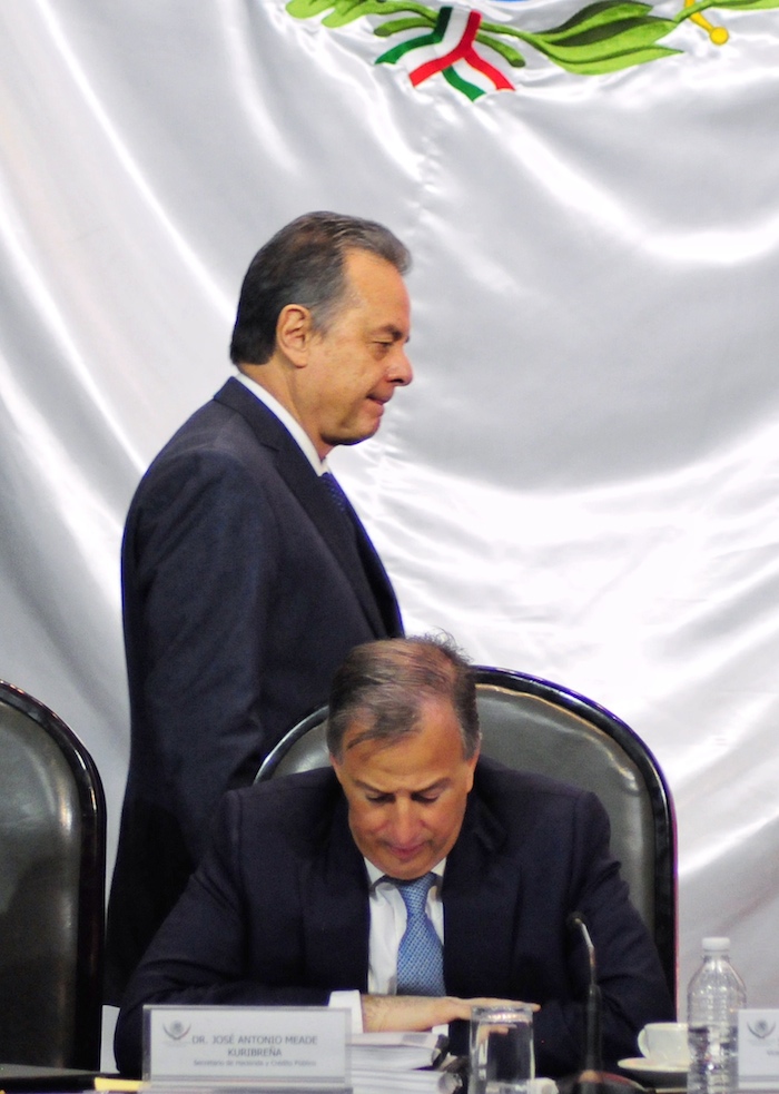 Los titular de Hacienda y Sener, José Antonio Meade y Pedro Joaquín Coldwell ante senadores y diputados. Foto: Cuartoscuro 