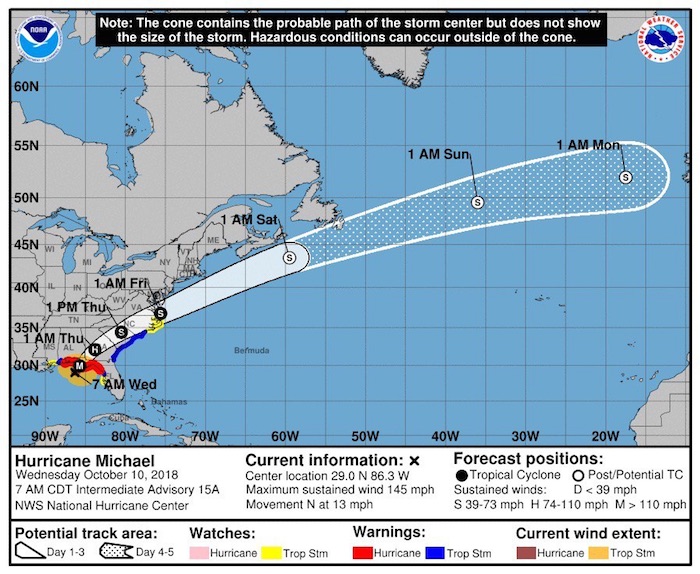 “Michael” sube a categoría 4 y amenaza a Florida; autoridades ordenan a 375 mil personas evacuar sus hogares