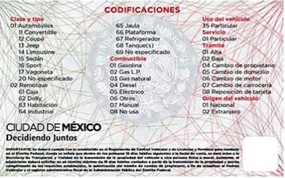 Tarjeta De Circulacion De La Ciudad De Mexico Tarjetas