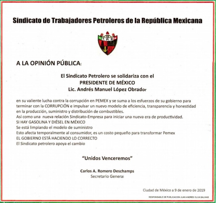 …Y en el mundo bizarro, Romero Deschamps aplaude esfuerzos de AMLO contra la corrupción