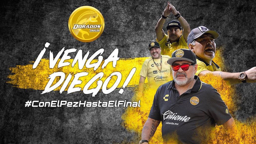 Diego Aramando Maradona estará de regreso en Sinaloa pronto. Foto: Twitter @Dorados