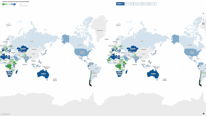 La COVID-19 hace mella en países de todas las regiones, pero el embate es especialmente serio en potencias mundiales como Estados Unidos, Brasil, India, Arabia Saudí, Sudáfrica o Rusia. 