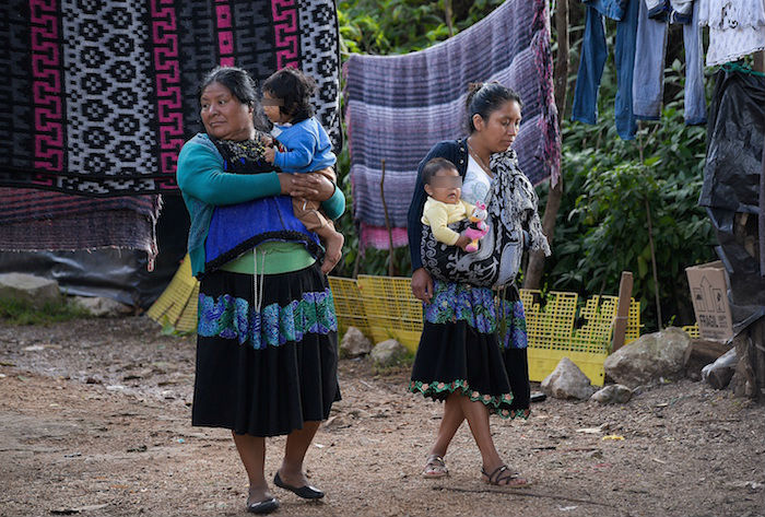 Fotografía de mujeres tzotziles con su hijos el 8 de agosto de 2020 en San Cristóbal de las Casas en el estado de Chiapas (México). 