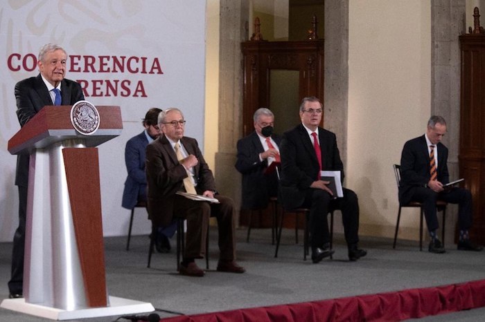 Andrés Manuel López Obrador en su conferencia de prensa. 