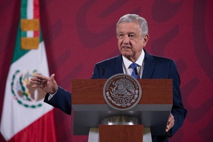 El Presidente Andrés Manuel López Obrador en su conferencia de prensa matutina. 