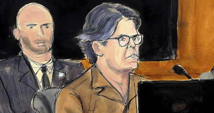 Bosquejo Artístico De De Keith Raniere Líder Del Grupo Nxivm Durante Una Audiencia Judicial En Brooklyn Nueva York