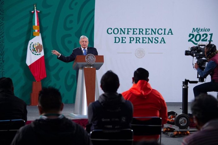 El Presidente Andrés Manuel López Obrador en su conferencia matutina de este viernes. 