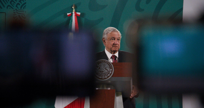 El Presidente Andrés Manuel López Obrador en su conferencia matutina del 10 de marzo de 2021.