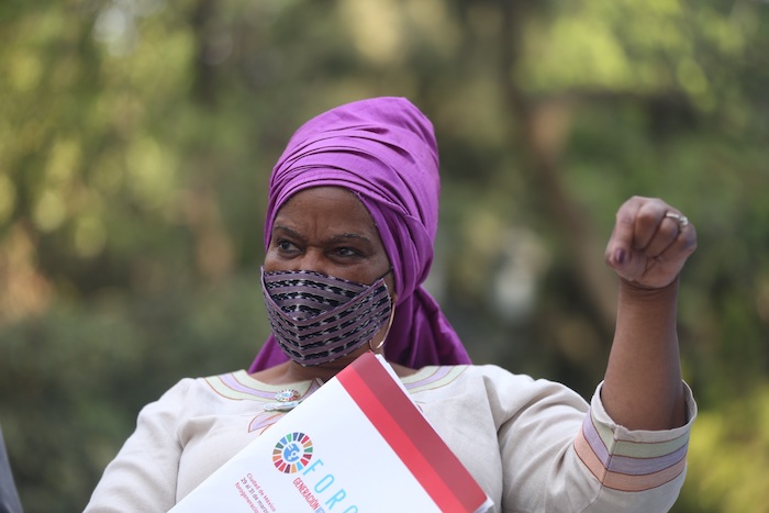 La directora de ONU Mujeres, Phumzile Mlambo-Ngcuka, habla durante una entrevista con EFE, el 30 de marzo de 2021 en Ciudad de México (México). 