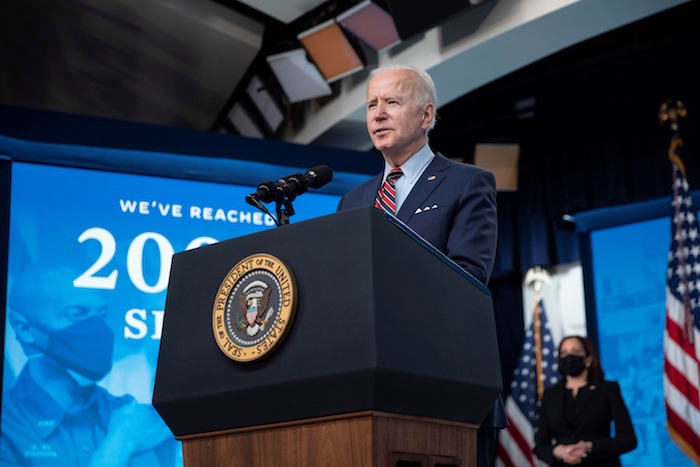 El Presidente de Estados Unidos, Joe Biden, habla, este 21 de abril de 2021, desde Washington.