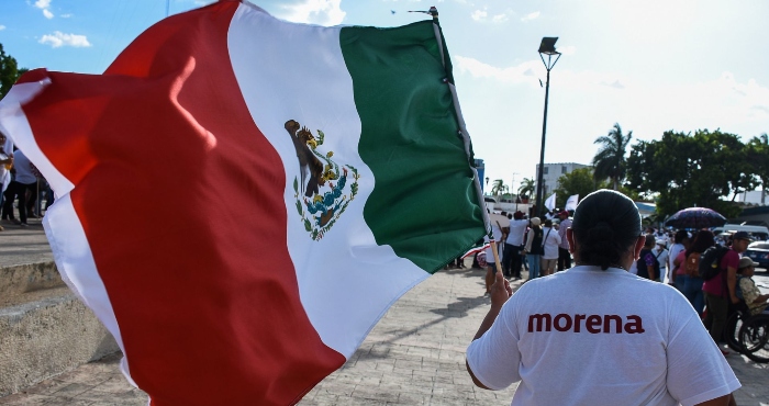 Bandera De México Y Playera De Morena