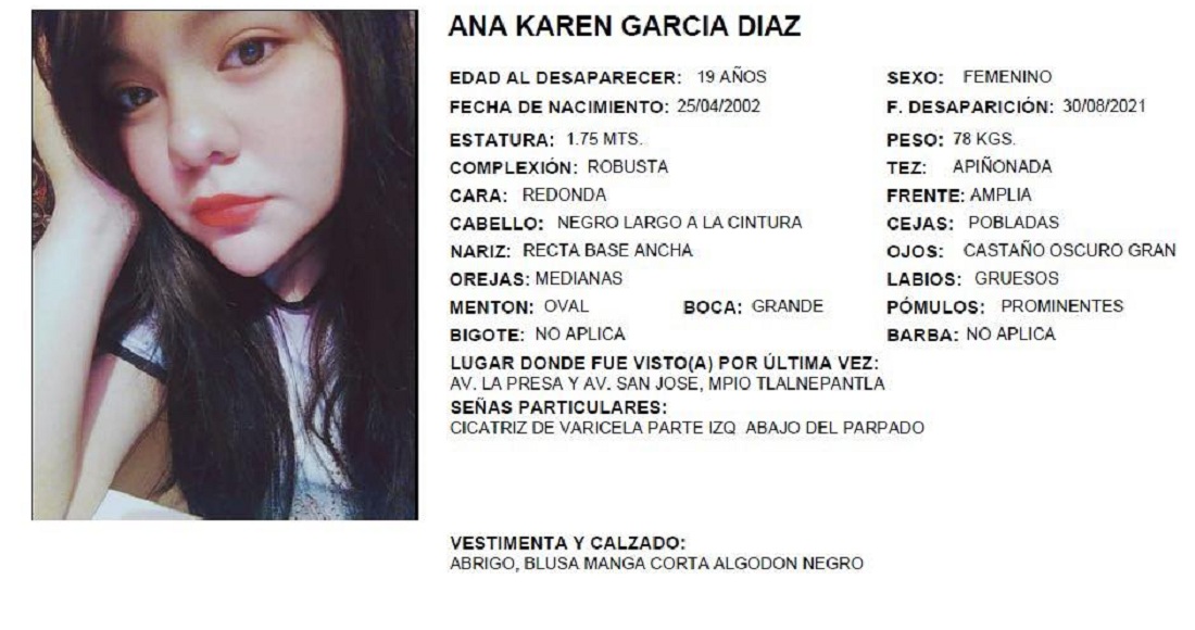 Ficha de búsqueda de Ana Karen