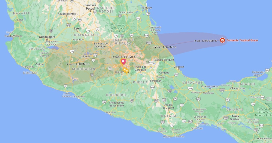 “Grace” se ha reintensificado a huracán categoría 1 sobre el Golfo de México y se dirige hacia las costas de Veracruz.