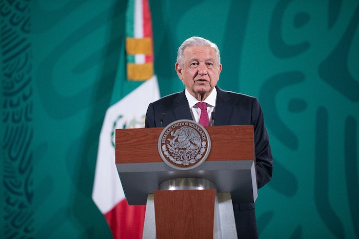 El Presidente Andrés Manuel López Obrador en su conferencia de prensa en Palacio Nacional.