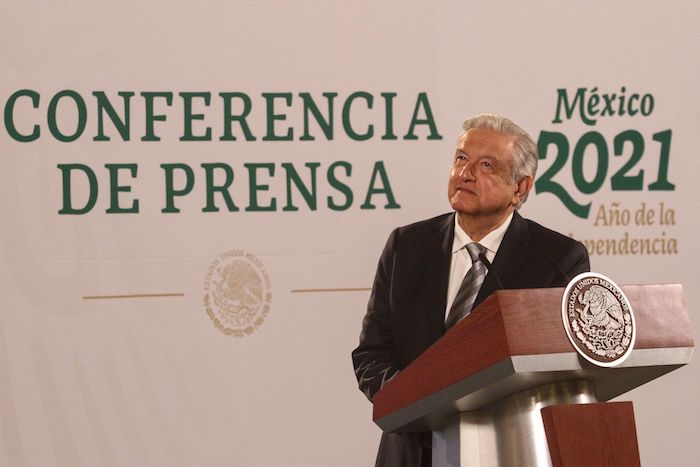 El Presidente Andrés Manuel López Obrador durante la conferencia matutina.