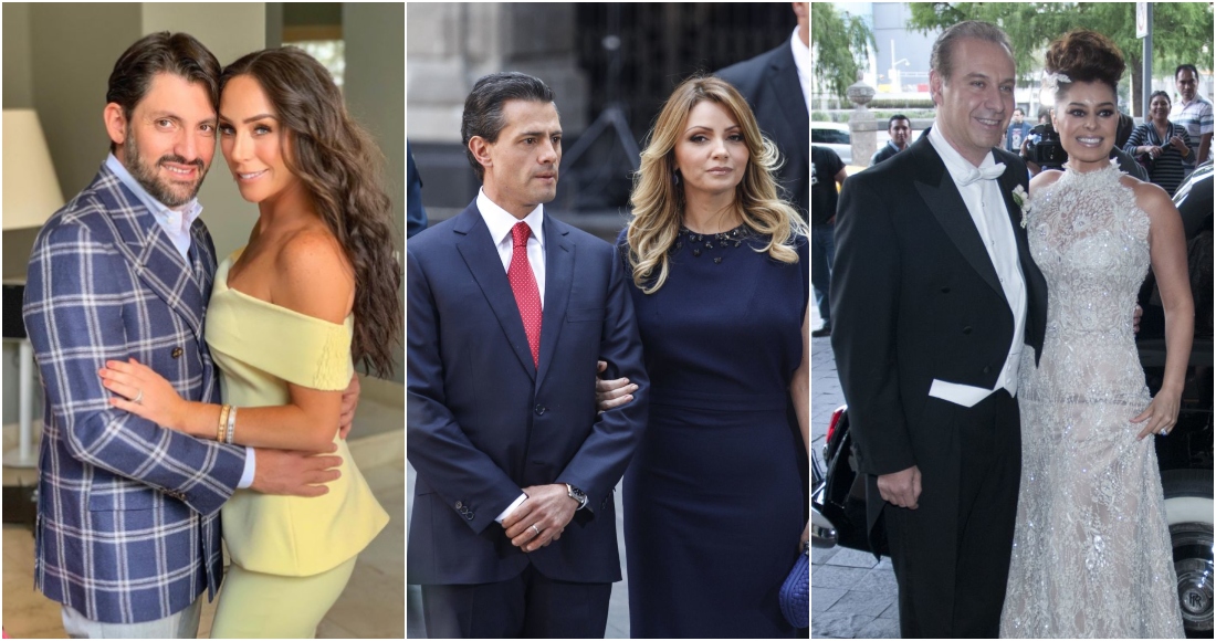 Inés Gómez Mont y Víctor Manuel Álvarez; Enrique Peña Nieto y Angélica Rivera; y Juan Collado con Yadira Carrillo. Foto: Instagram. Isaac Esquivel y Francisco Rodríguez, Cuartoscuro.