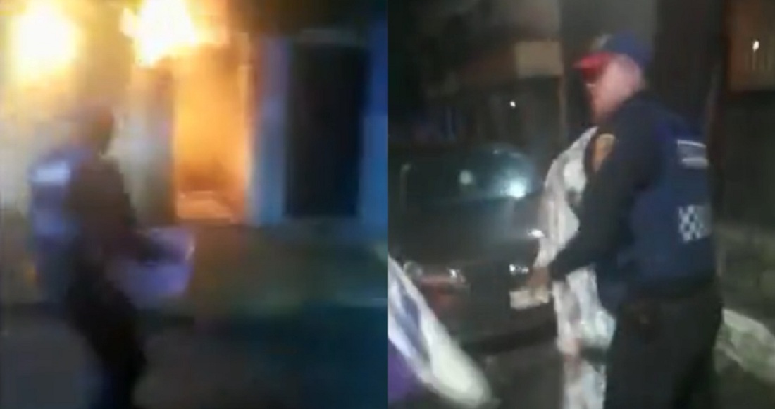 Policías sofocan incendio en la cdmx