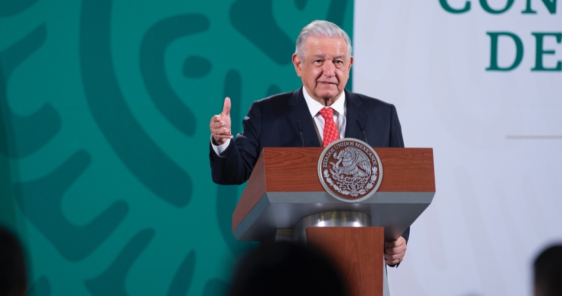 El Presidente Andrés Manuel López Obrador en su conferencia de prensa de este martes.