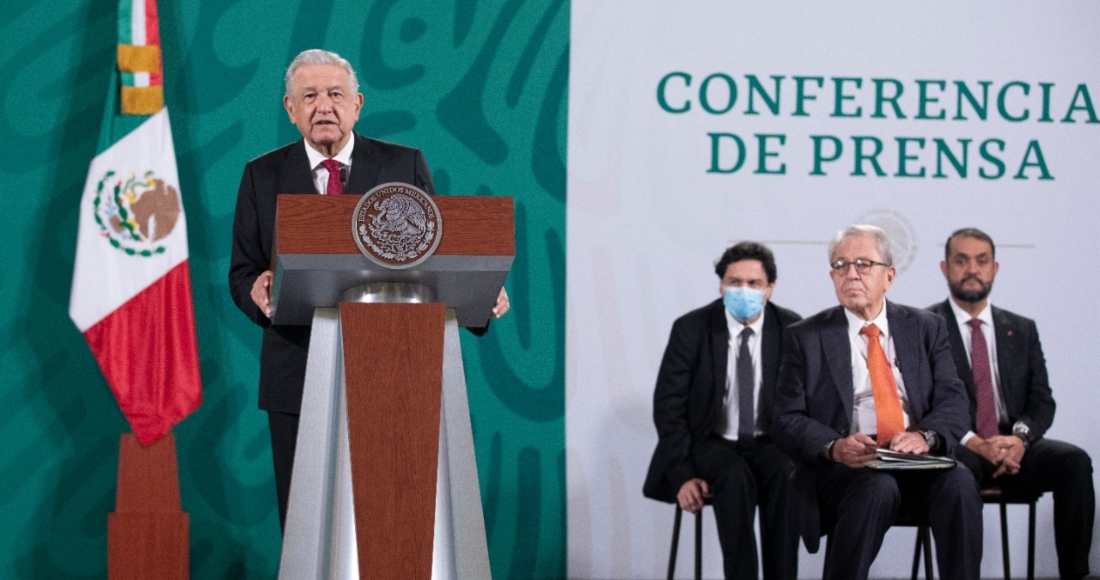 El Presidente Andrés Manuel López Obrador en su conferencia de este martes en Palacio Nacional.