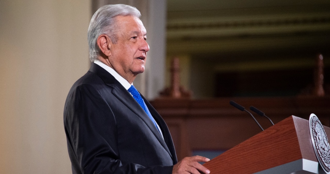 El Presidente Andrés Manuel López Obrador en la conferencia de este jueves desde Palacio Nacional.