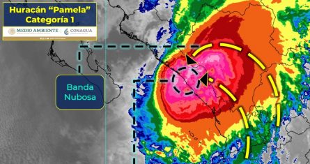 El huracán "Pamela”, de categoría 1 en la escala de Saffir-Simpson, ha impactado en las inmediaciones del San Ignacio, Sinaloa.