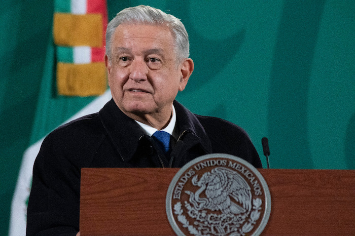 El Presidente Andrés Manuel López Obrador en su conferencia de prensa de este lunes.