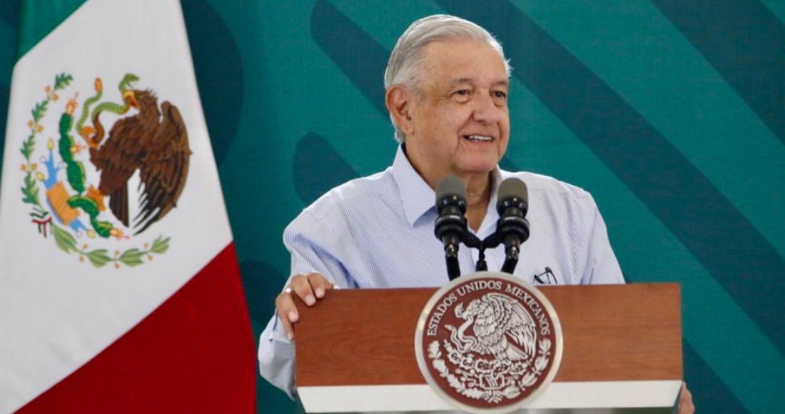 El Presidente Andrés Manuel López Obrador durante su conferencia desde Cancún, Quintana Roo.