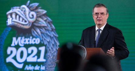 Marcelo Ebrard, titular de la Secretaría de Relaciones Exteriores (SRE), en conferencia de prensa desde Palacio Nacional.