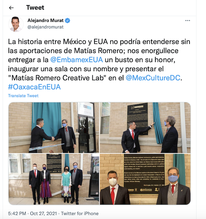 Publicación De Alejandro Murat En Twitter