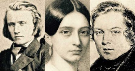 Robert Schumann, Clara Schumann y Johannes Brahms.