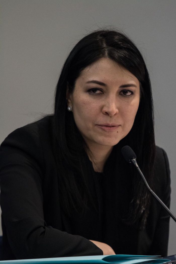 Victoria Rodríguez Ceja, Subsecretaria de Egresos, durante el Informe trimestral sobre la situación económica, las finanzas y la deuda pública, del trimestre del 2019.