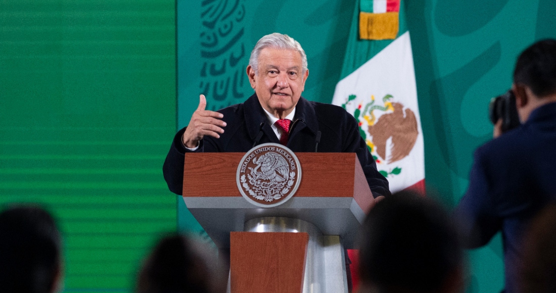 El Presidente Andrés Manuel López Obrador en su habitual encuentro matutino con la prensa en Palacio Nacional.