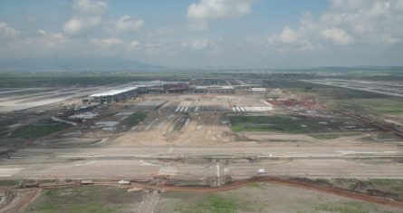 Avances de la construcción del Aeropuerto Internacional Felipe Ángeles (AIFA).