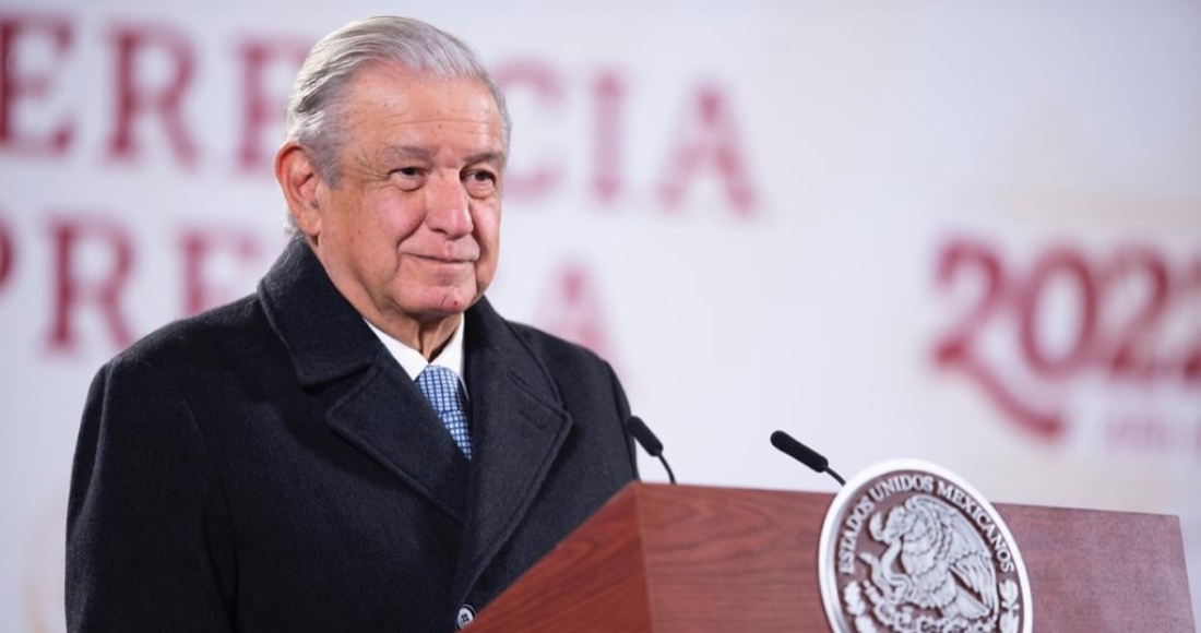 El Presidente Andrés Manuel López Obrador durante su conferencia de prensa de este lunes en Palacio Nacional.