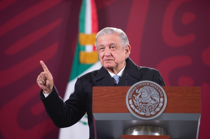 El Presidente Andrés Manuel López Obrador en su conferencia de prensa.