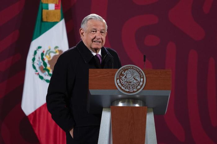 El Presidente Andrés Manuel López Obrador en su conferencia desde Palacio Nacional.