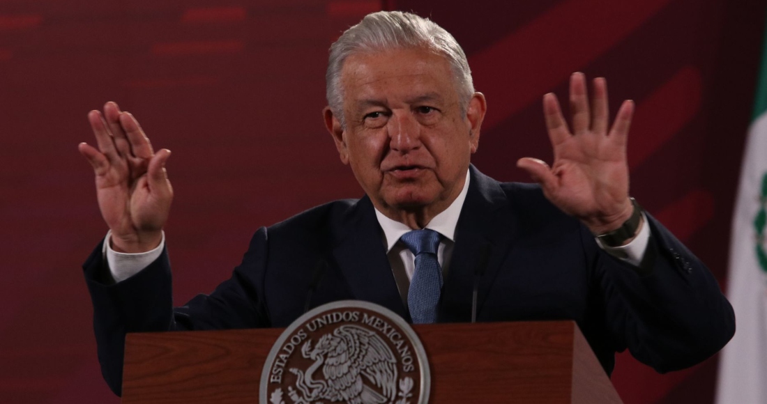 El Presidente Andrés Manuel López Obrador en su conferencia de prensa matutina en Palacio Nacional.