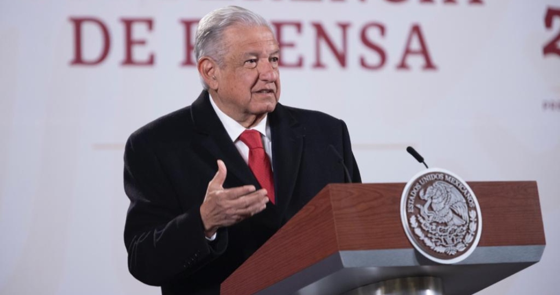 El Presidente Andrés Manuel López Obrador en su conferencia de prensa matutina en Palacio Nacional.