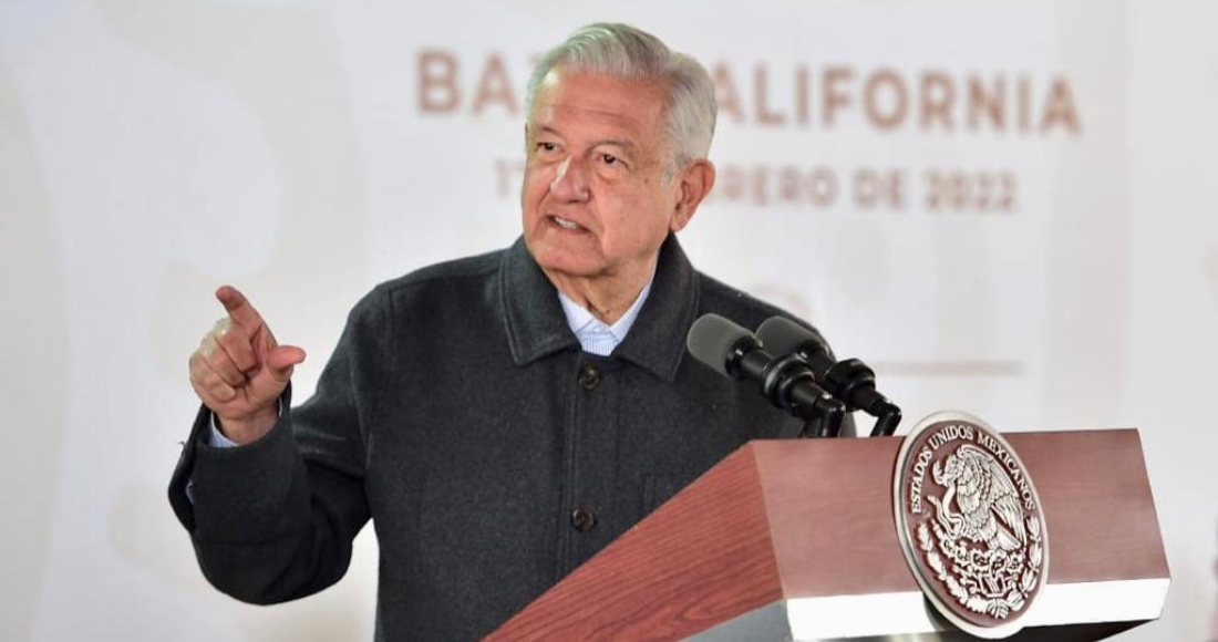 El Presidente Andrés Manuel López Obrador en su conferencia de prensa desde Tijuana, Baja California.