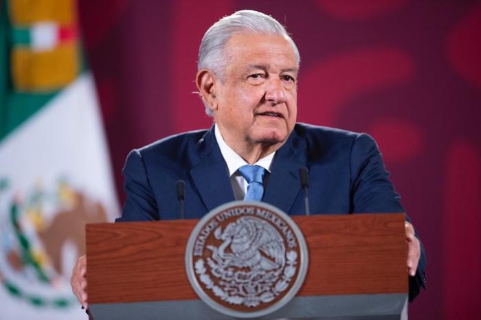 El Presidente Andrés Manuel López Obrador durante su conferencia de prensa matutina desde Palacio Nacional.