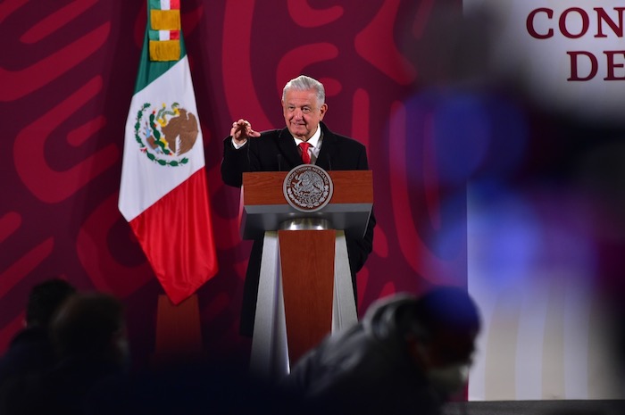 El Presidente Andrés Manuel López Obrador en su conferencia de prensa matutina.