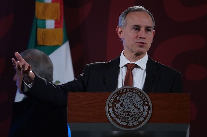 Hugo López-Gatell, Subsecretario de Salud, durante una conferencia matutina en Palacio Nacional.